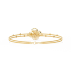 Yellow Gold Halo Flower Station Double-Chain Bracelet