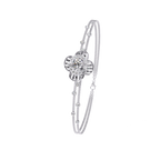 White Gold Diamond Halo Ribbed Petal Bloom Bracelet