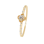 Yellow Gold Halo Flower Station Double-Chain Bracelet