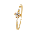 Yellow Gold Halo Flower Station Double-Chain Bracelet