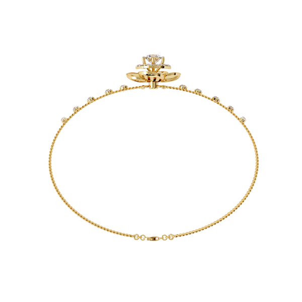 Yellow Gold Halo Flower Station Double-Chain Bracelet
