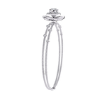White Gold Diamond Halo Ribbed Petal Bloom Bracelet