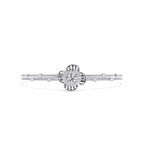 White Gold Diamond Halo Ribbed Petal Bloom Bracelet