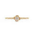 Yellow Gold Halo Flower Station Double-Chain Bracelet