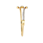 Yellow Gold Marquise and Pavé Triple-Bar Bypass Bangle