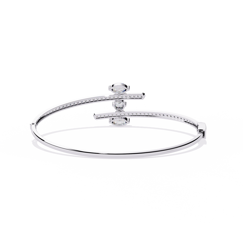 White Gold Diamond Marquise Tip Bypass Bracelet
