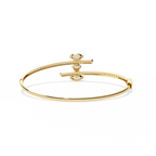 Yellow Gold Marquise and Pavé Triple-Bar Bypass Bangle