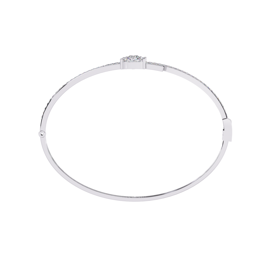 White Gold Diamond Marquise Tip Bypass Bracelet