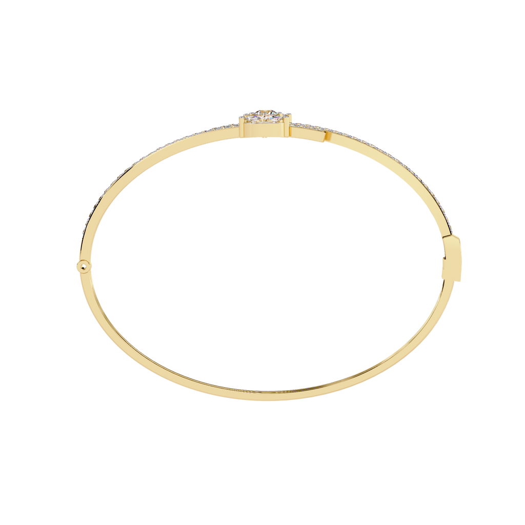 Yellow Gold Marquise and Pavé Triple-Bar Bypass Bangle