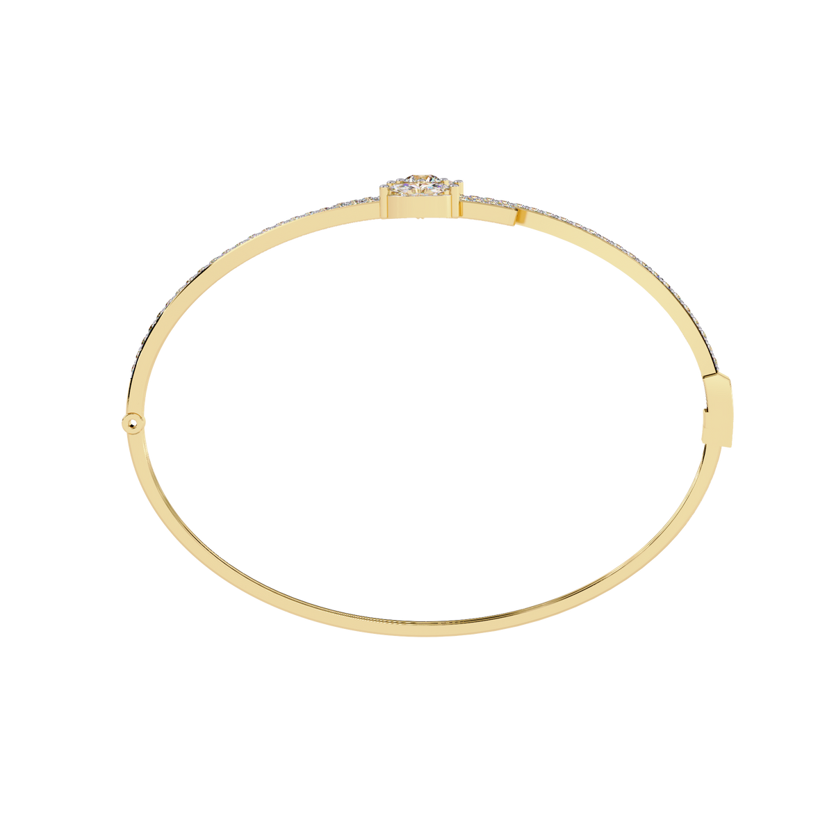 Yellow Gold Marquise and Pavé Triple-Bar Bypass Bangle