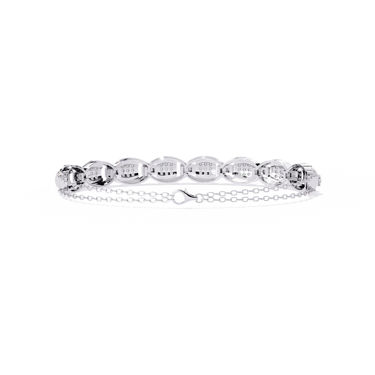 White Gold Diamond Pavé Panel Mariner Link Bracelet