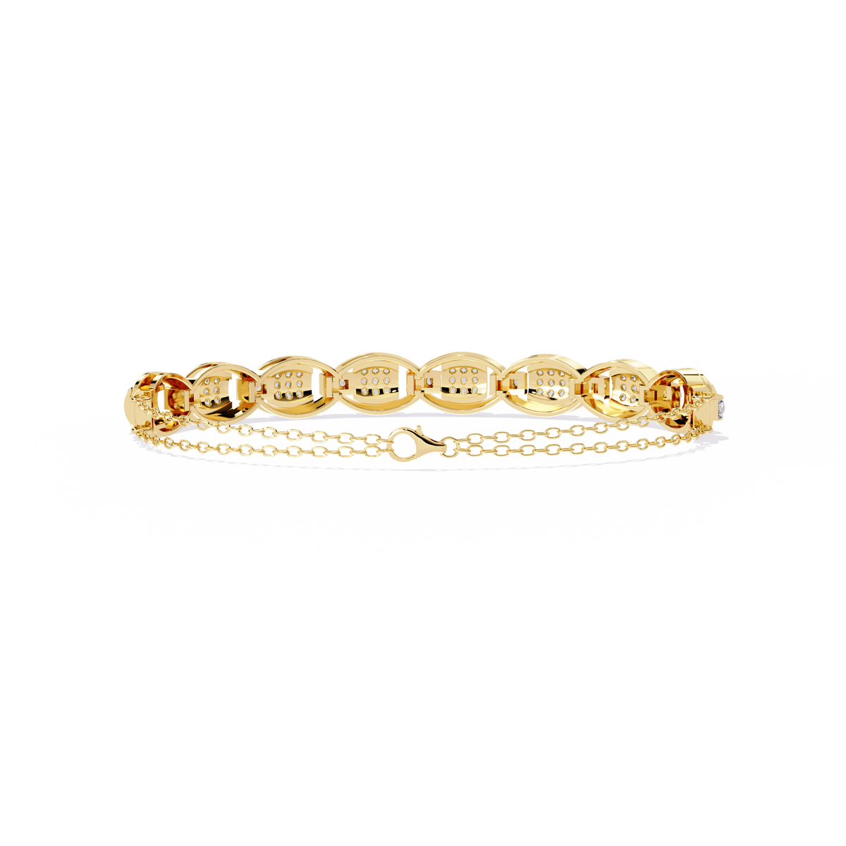 Yellow Gold Pavé Cushion Mariner Link Bracelet