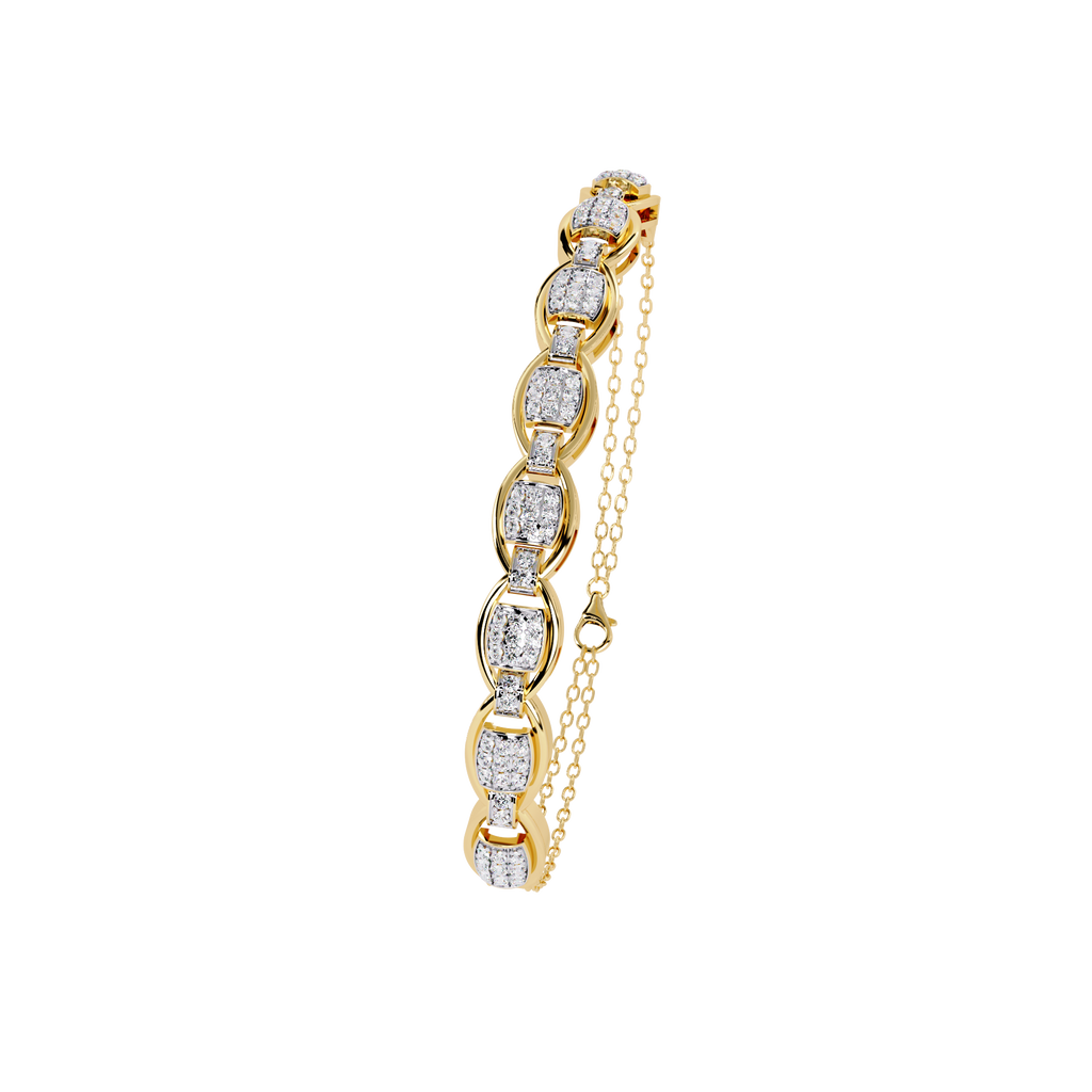 Yellow Gold Pavé Cushion Mariner Link Bracelet