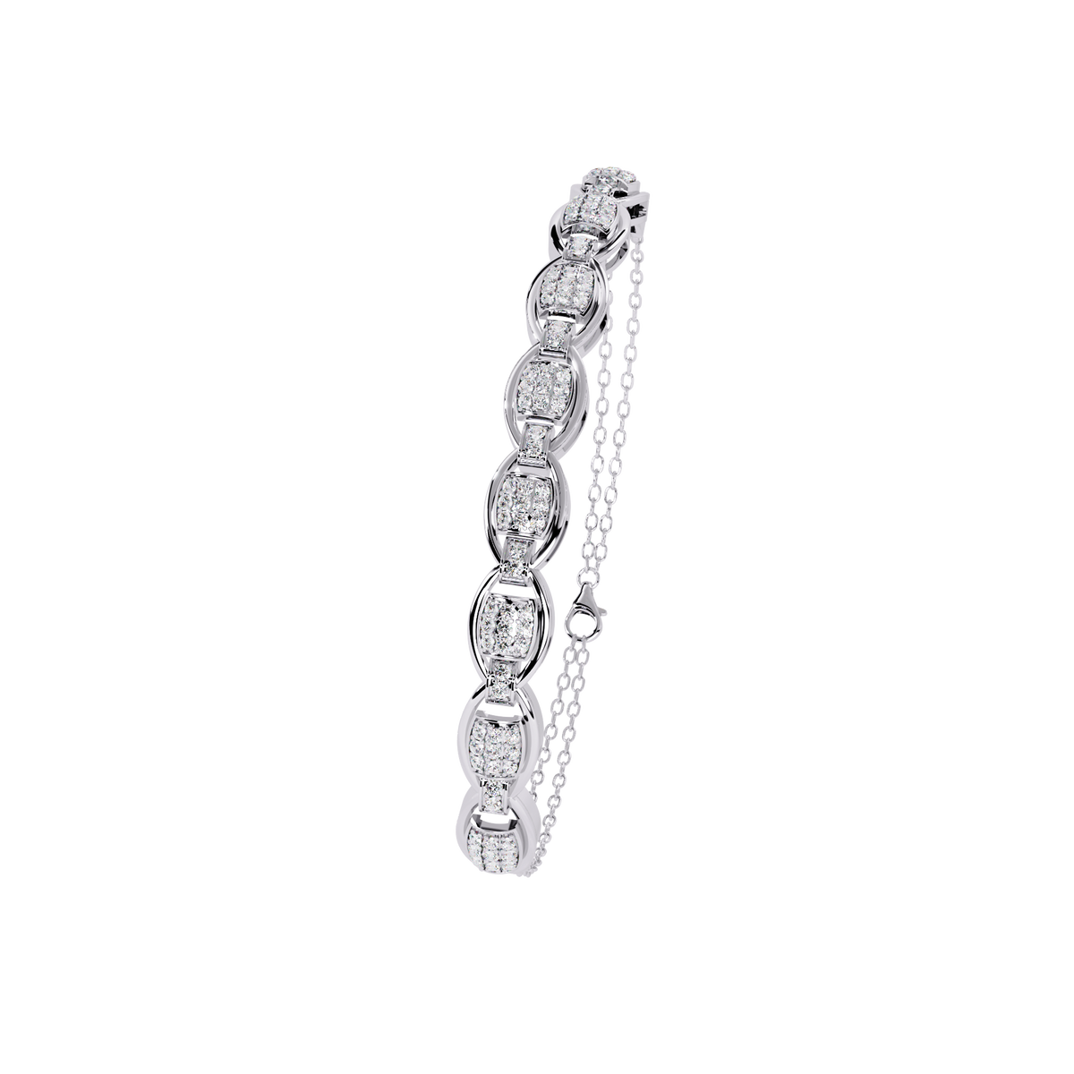 White Gold Diamond Pavé Panel Mariner Link Bracelet