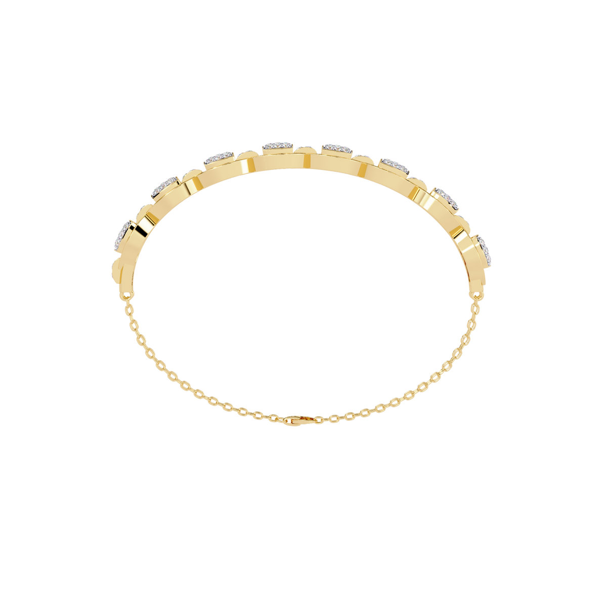 Yellow Gold Pavé Cushion Mariner Link Bracelet