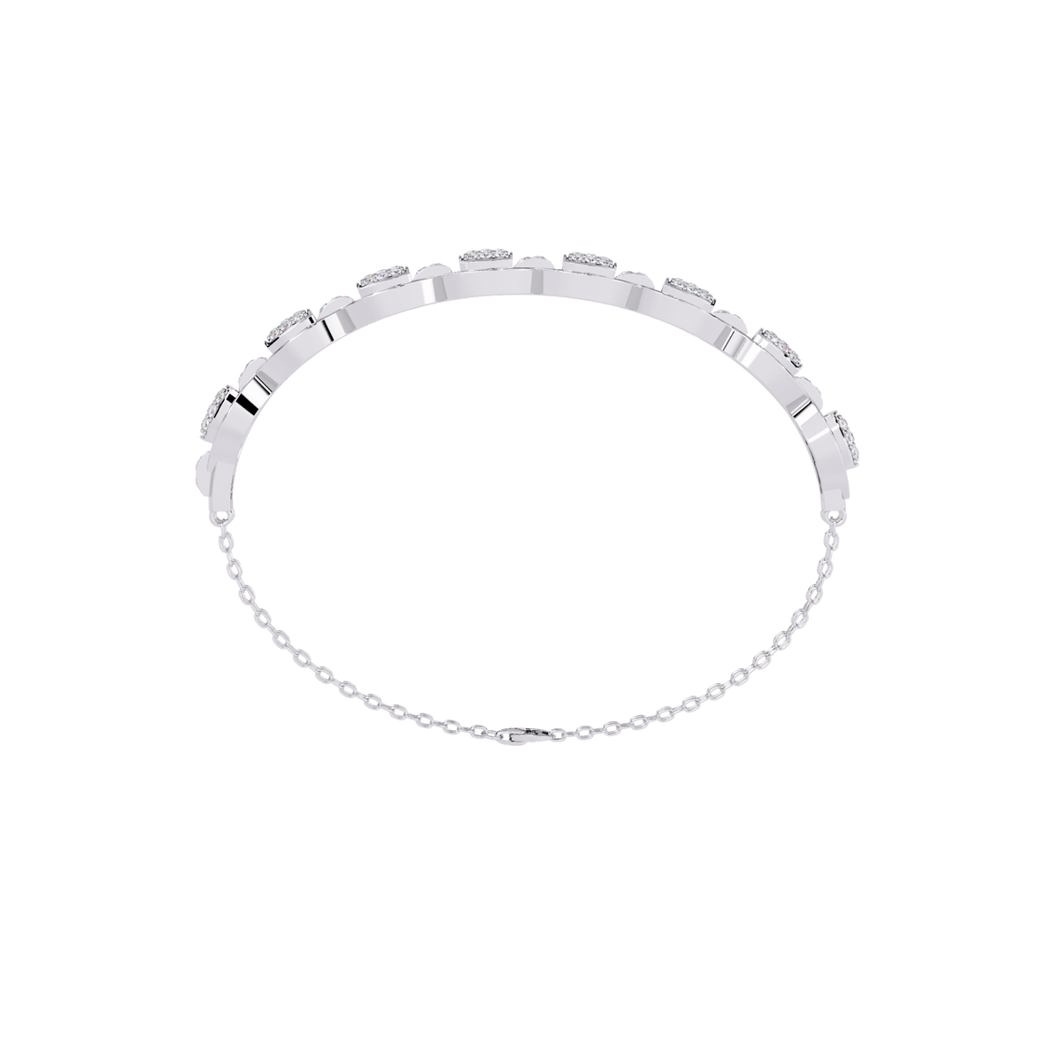 White Gold Diamond Pavé Panel Mariner Link Bracelet