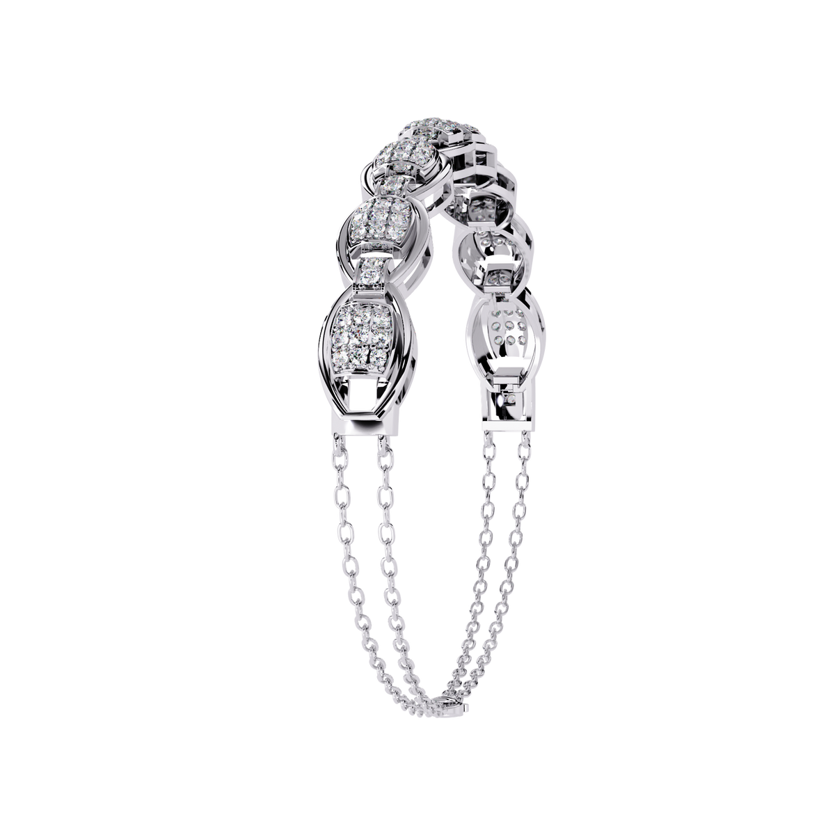 White Gold Diamond Pavé Panel Mariner Link Bracelet