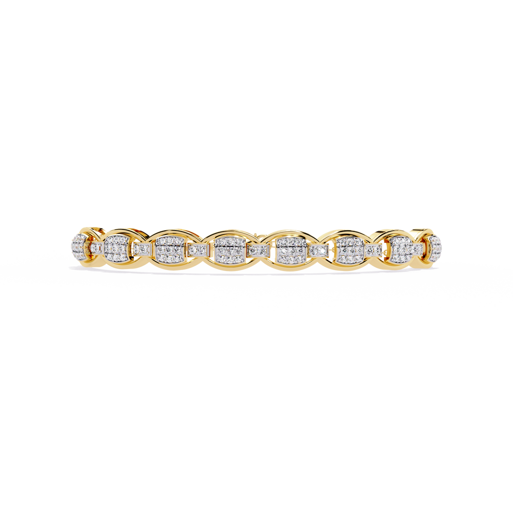 Yellow Gold Pavé Cushion Mariner Link Bracelet