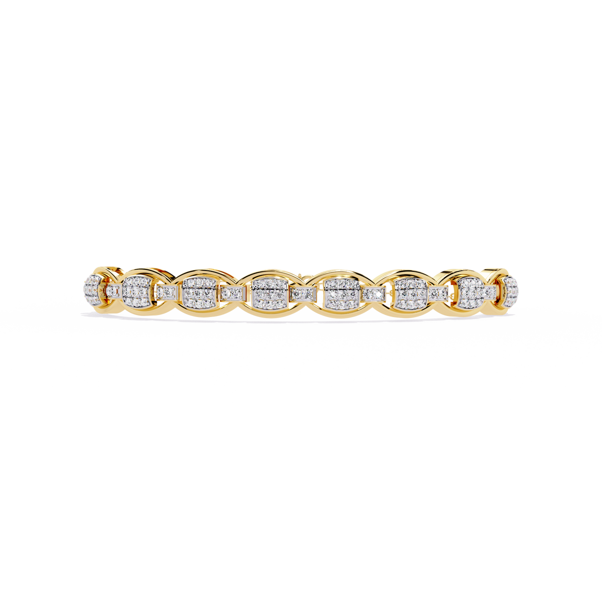 Yellow Gold Pavé Cushion Mariner Link Bracelet