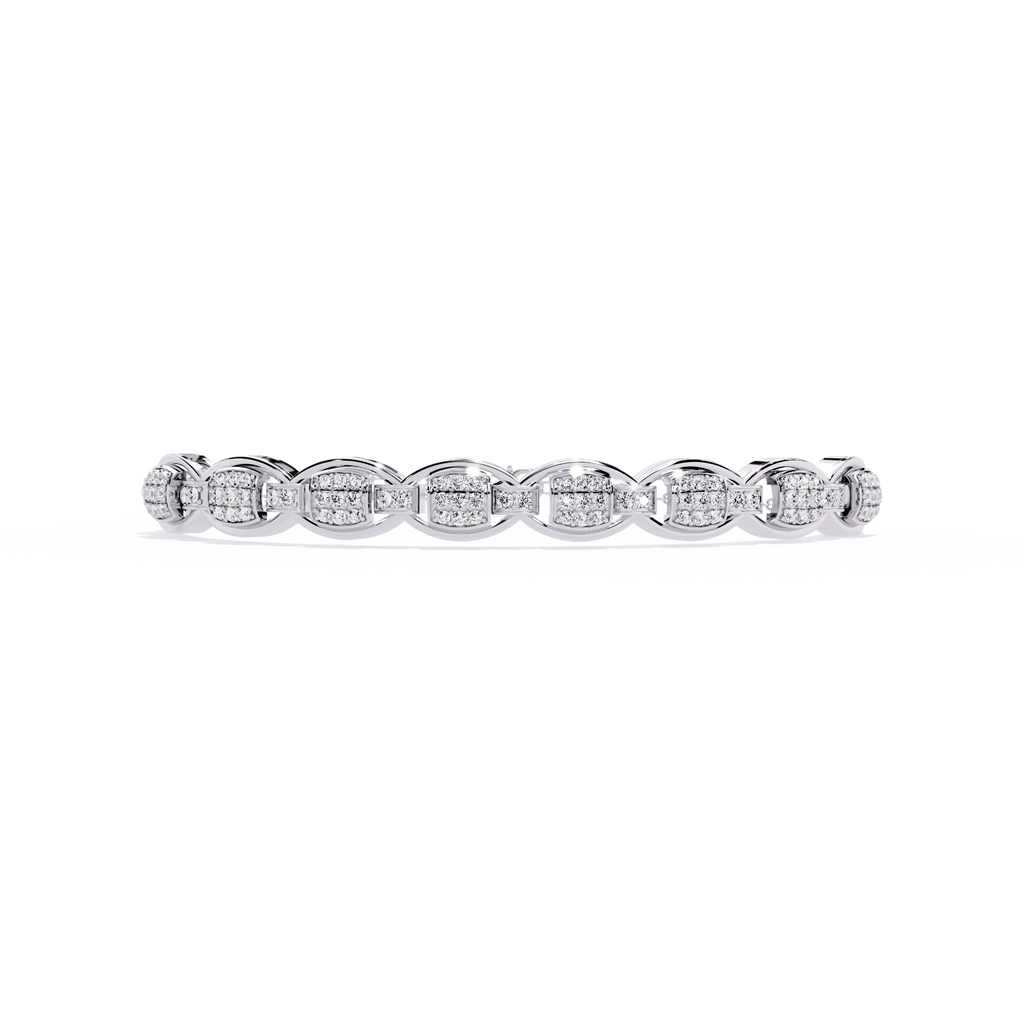 White Gold Diamond Pavé Panel Mariner Link Bracelet