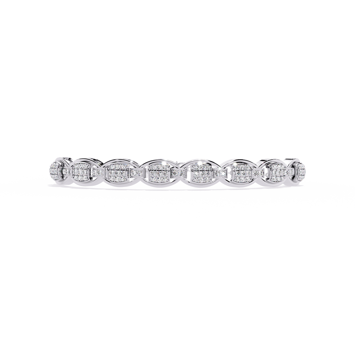 White Gold Diamond Pavé Panel Mariner Link Bracelet