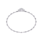 White Gold Diamond Princess Cut Halo Kite Station Bracelet
