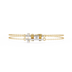 Yellow Gold Crossed Pavé Bar Double Chain Bracelet