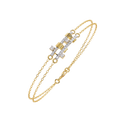 Yellow Gold Crossed Pavé Bar Double Chain Bracelet