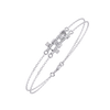 White Gold Diamond Ribbed Coil Crossbar Double Chain Bracelet