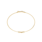 Yellow Gold Crossed Pavé Bar Double Chain Bracelet