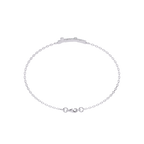 White Gold Diamond Ribbed Coil Crossbar Double Chain Bracelet