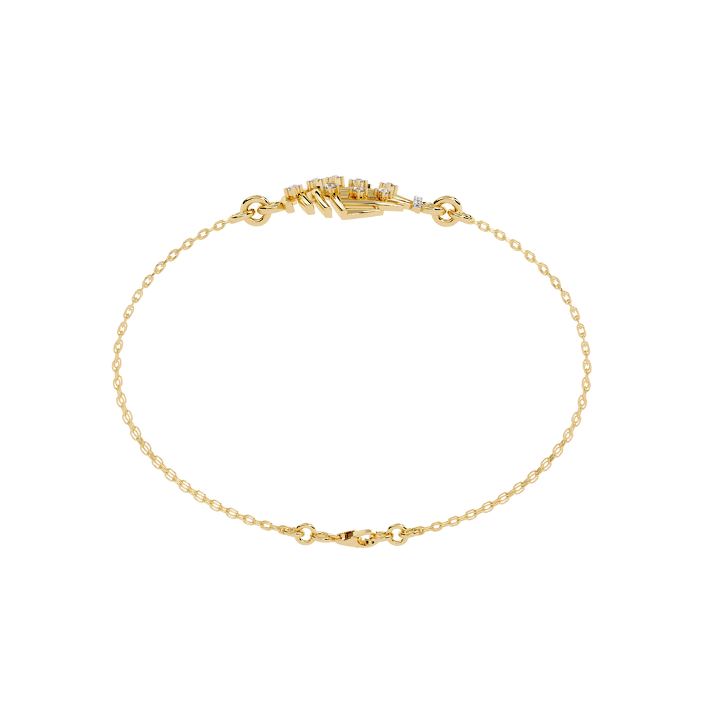Yellow Gold Openwork Curved Rib Diamond Bracelet