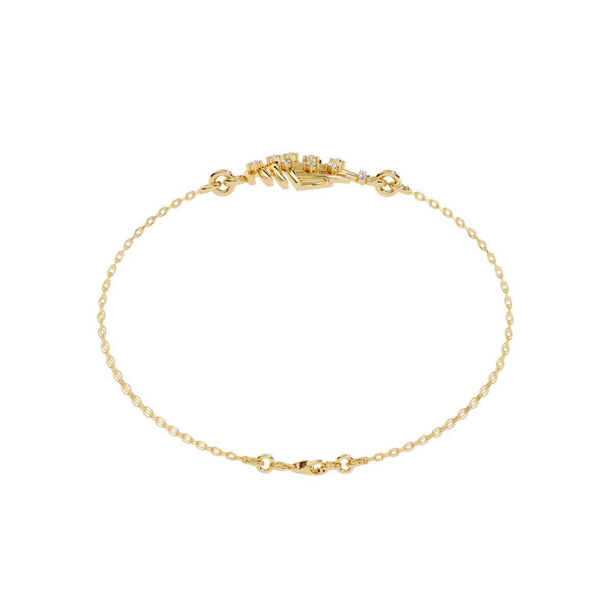 Yellow Gold Openwork Curved Rib Diamond Bracelet