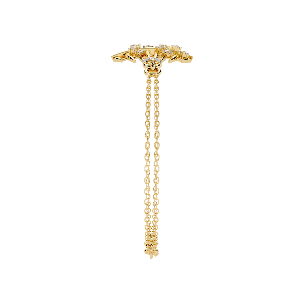 Yellow Gold Openwork Curved Rib Diamond Bracelet