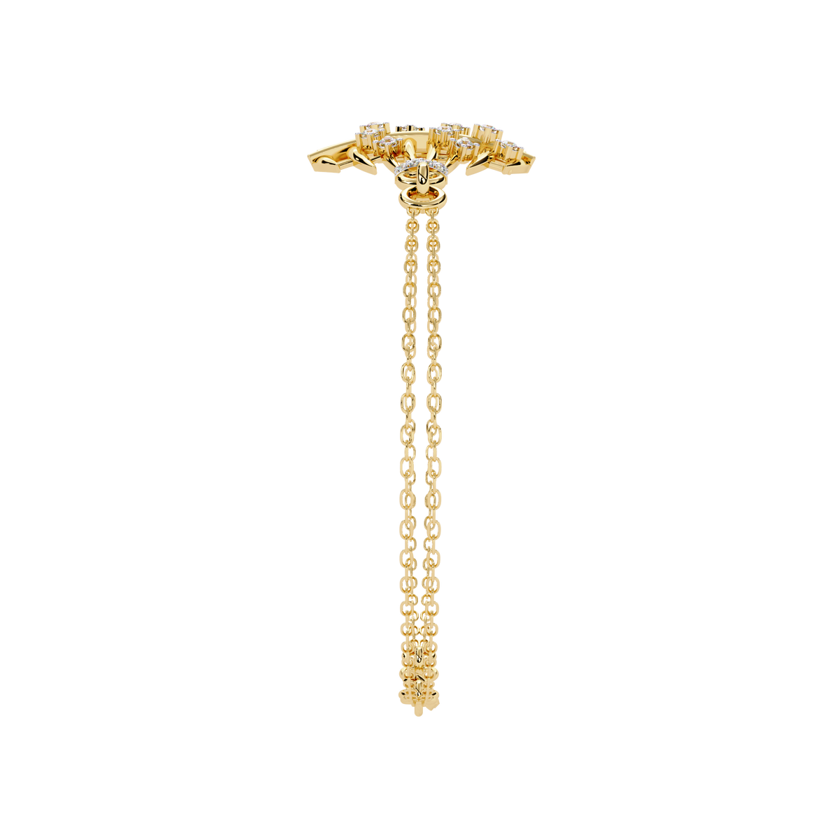 Yellow Gold Openwork Curved Rib Diamond Bracelet