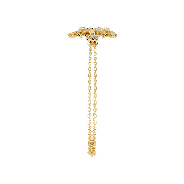Yellow Gold Openwork Curved Rib Diamond Bracelet