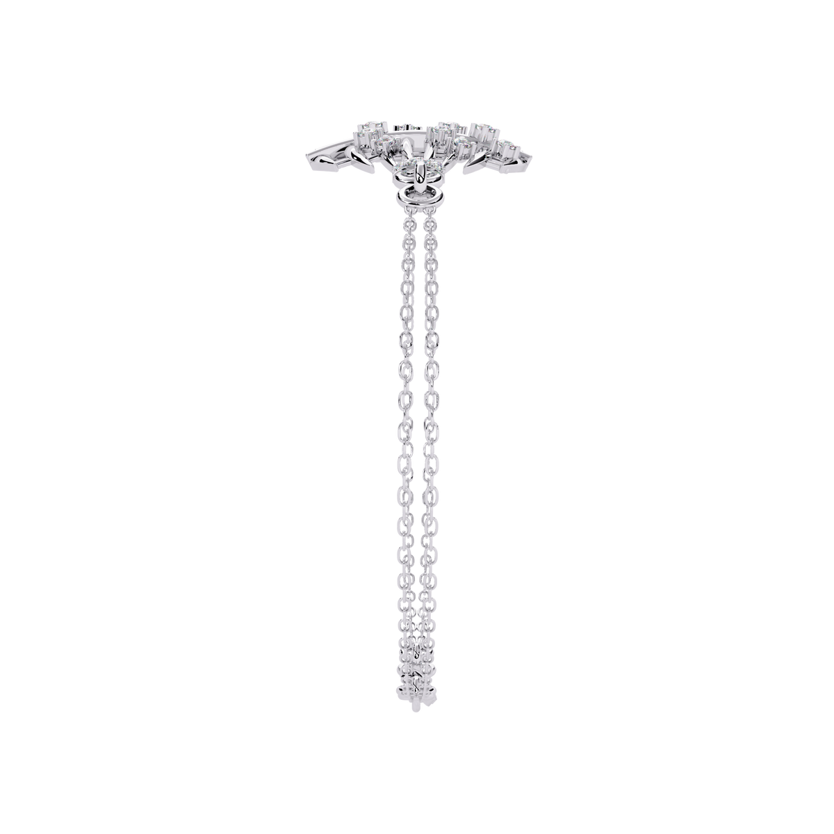 White Gold Diamond Curved Wire Cage Scattered Stone Bracelet