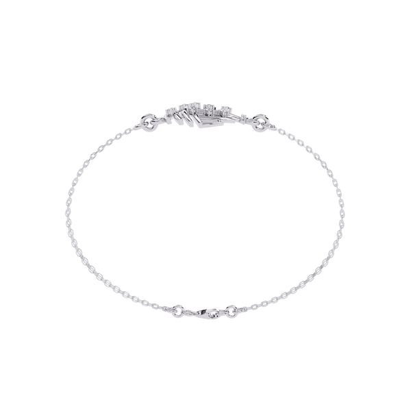White Gold Diamond Curved Wire Cage Scattered Stone Bracelet