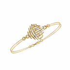 Yellow Gold Openwork Curved Rib Diamond Bracelet