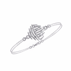 White Gold Diamond Curved Wire Cage Scattered Stone Bracelet