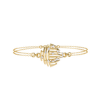 Yellow Gold Openwork Curved Rib Diamond Bracelet