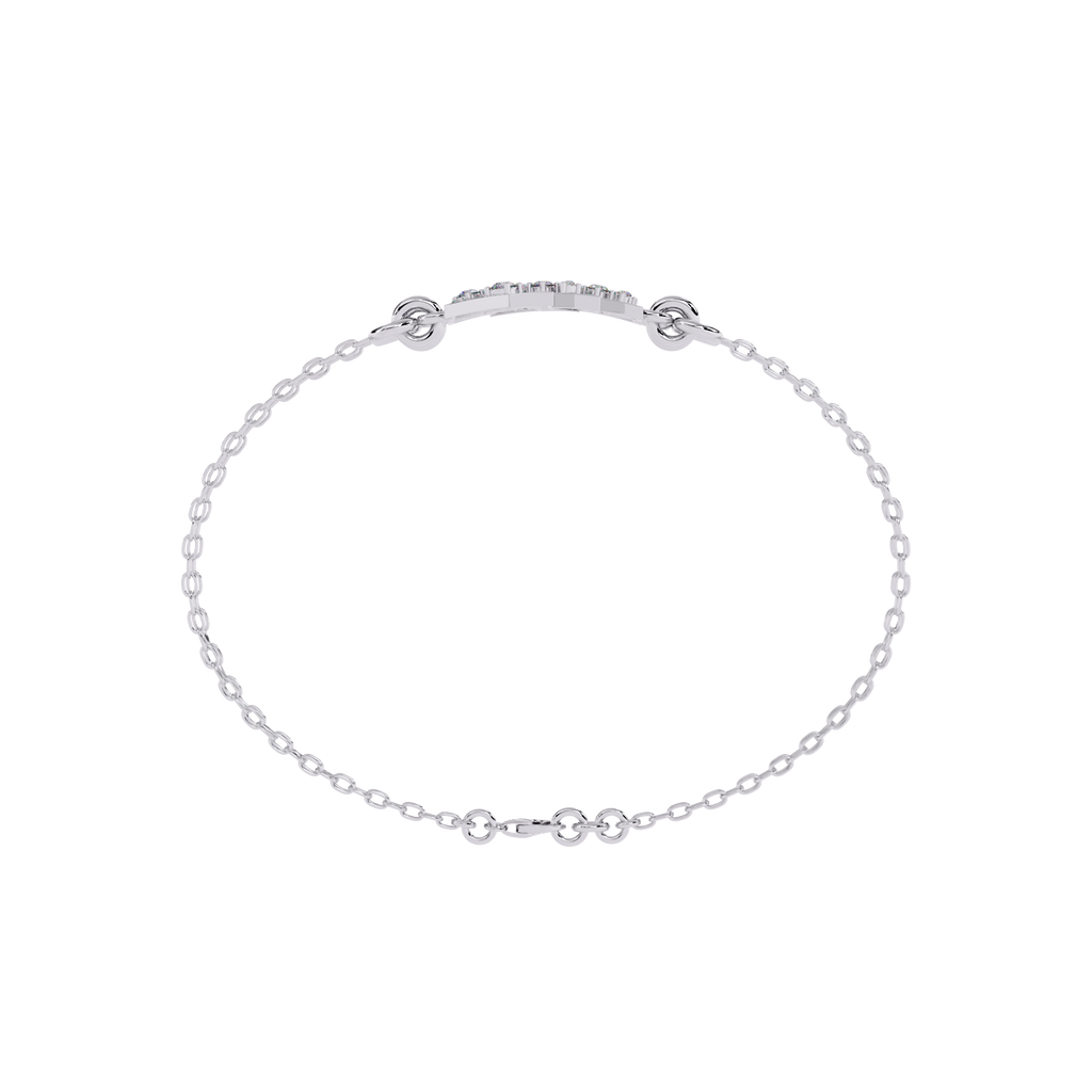 White Gold Diamond Tessellated Triangle Cluster Double Chain Bracelet