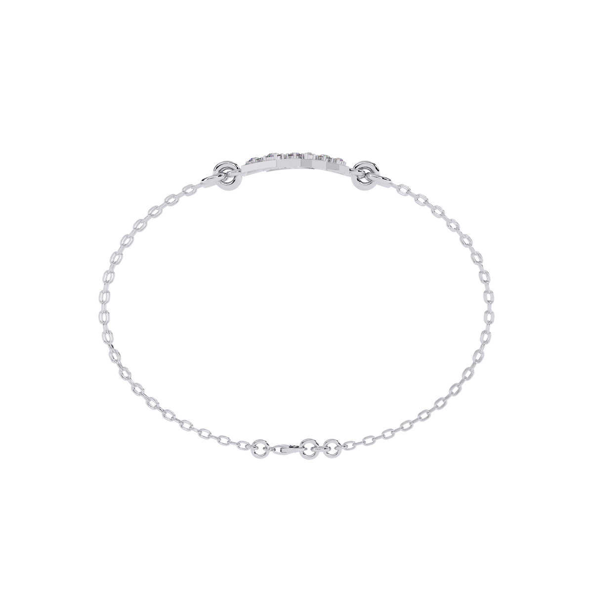 White Gold Diamond Tessellated Triangle Cluster Double Chain Bracelet