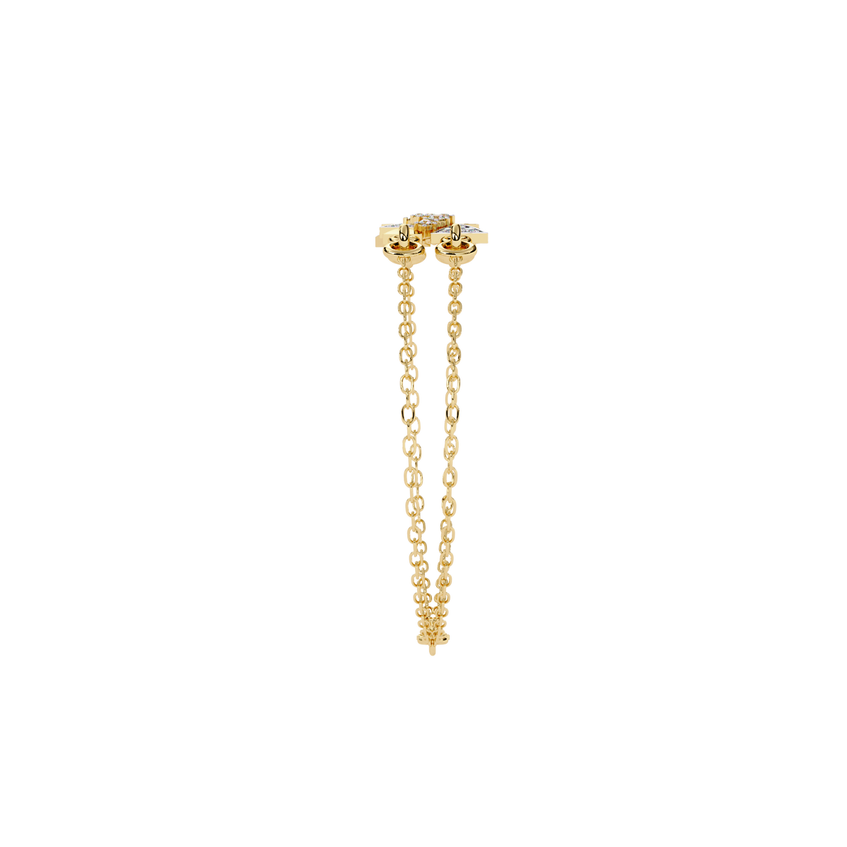 Yellow Gold Two-Tone Triangle Cluster Chain Bracelet