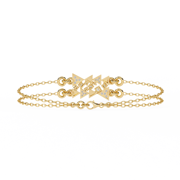 Yellow Gold Two-Tone Triangle Cluster Chain Bracelet