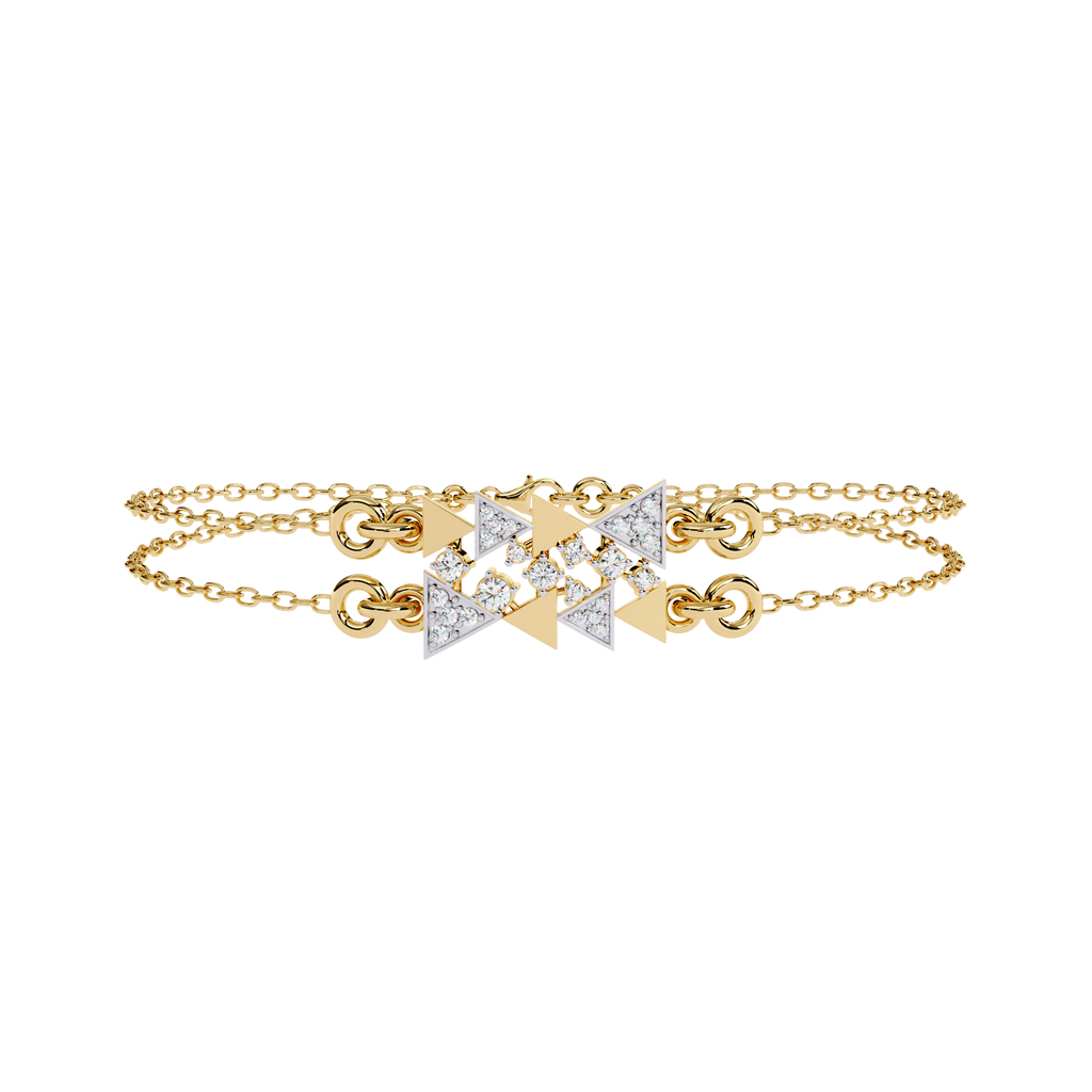 Yellow Gold Two-Tone Triangle Cluster Chain Bracelet