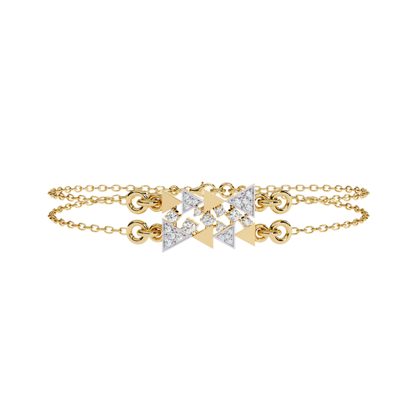 Yellow Gold Two-Tone Triangle Cluster Chain Bracelet
