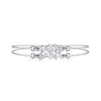 White Gold Diamond Tessellated Triangle Cluster Double Chain Bracelet