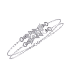 White Gold Diamond Tessellated Triangle Cluster Double Chain Bracelet