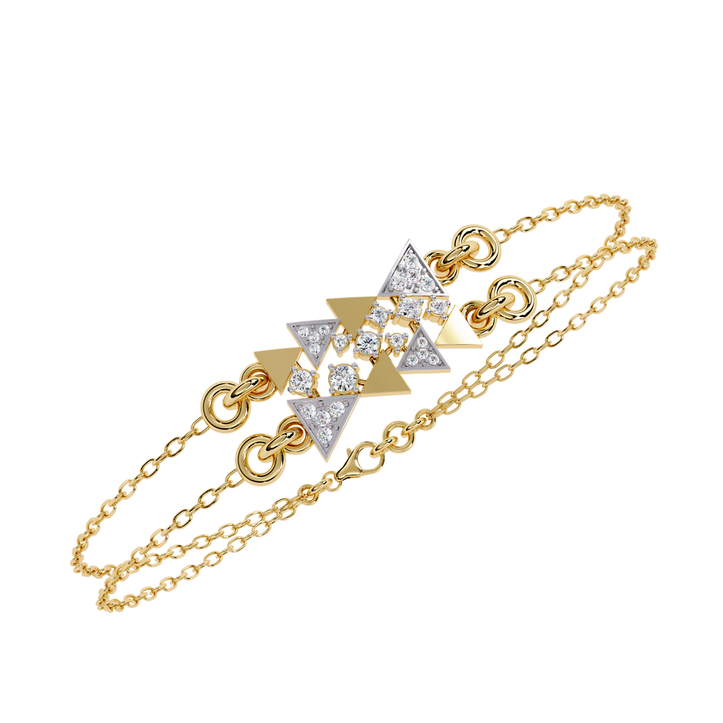 Yellow Gold Two-Tone Triangle Cluster Chain Bracelet